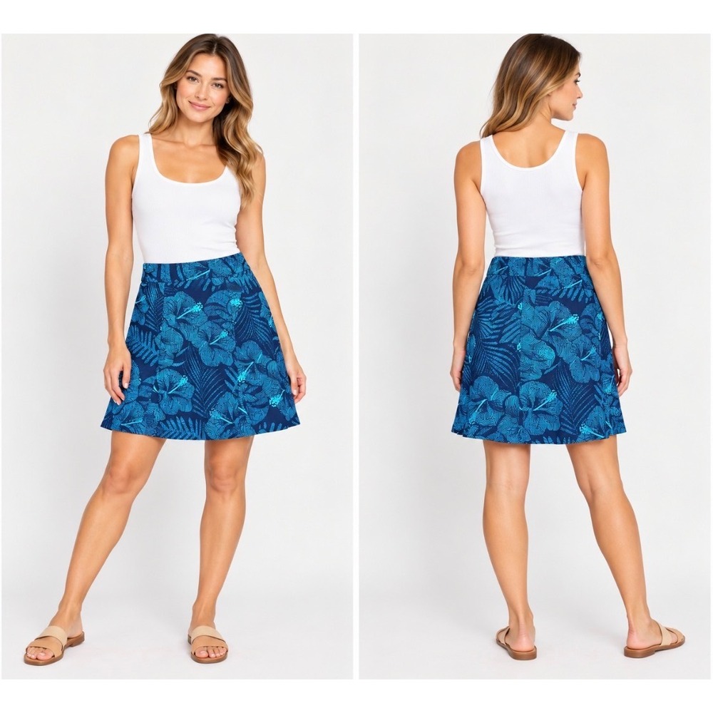 NWOT RipSkirt Hawaii S Maui Moonlight Reversible Wrap Skirt Blue Tropical Print